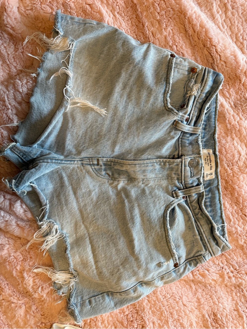 Abercrombie & Fitch Light Blue Distressed Denim Shorts